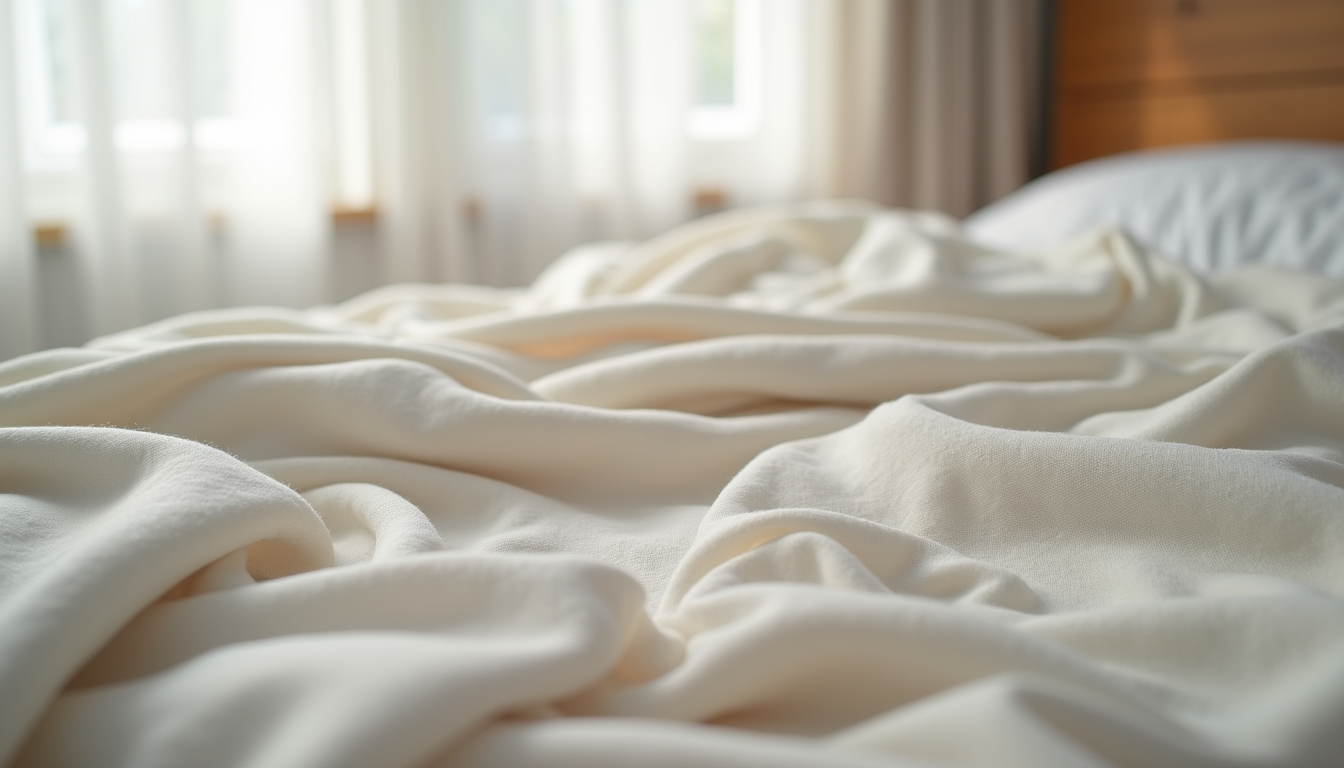 Close-up view of soft fabric texture of a bedspread