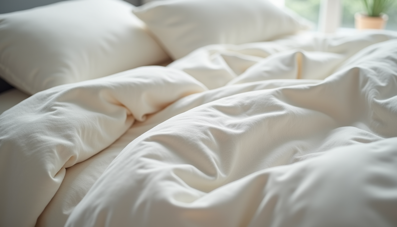 Close-up view of luxury bedding fabric texture