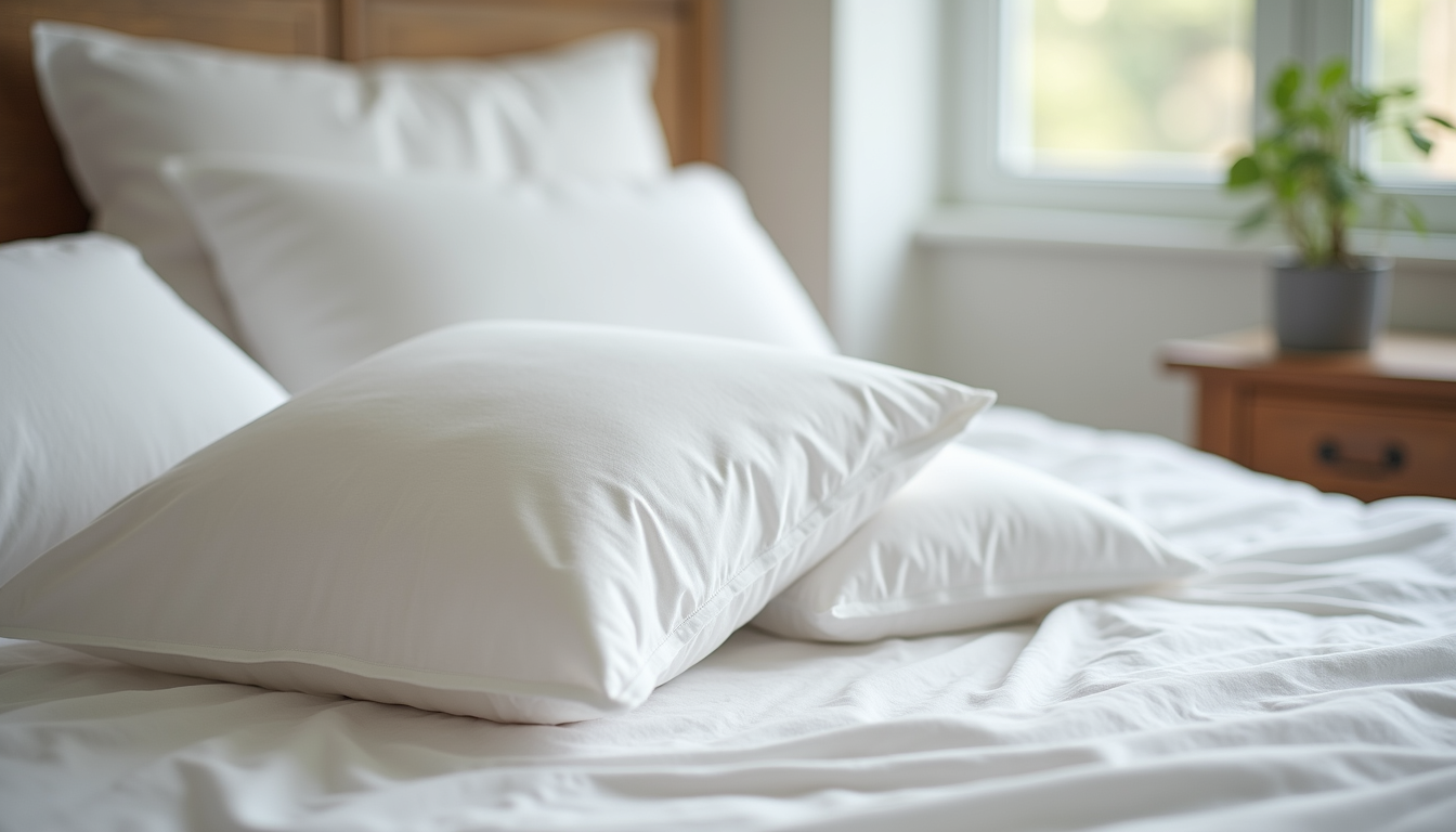 Eye-level view of neatly folded Egyptian cotton bedding set