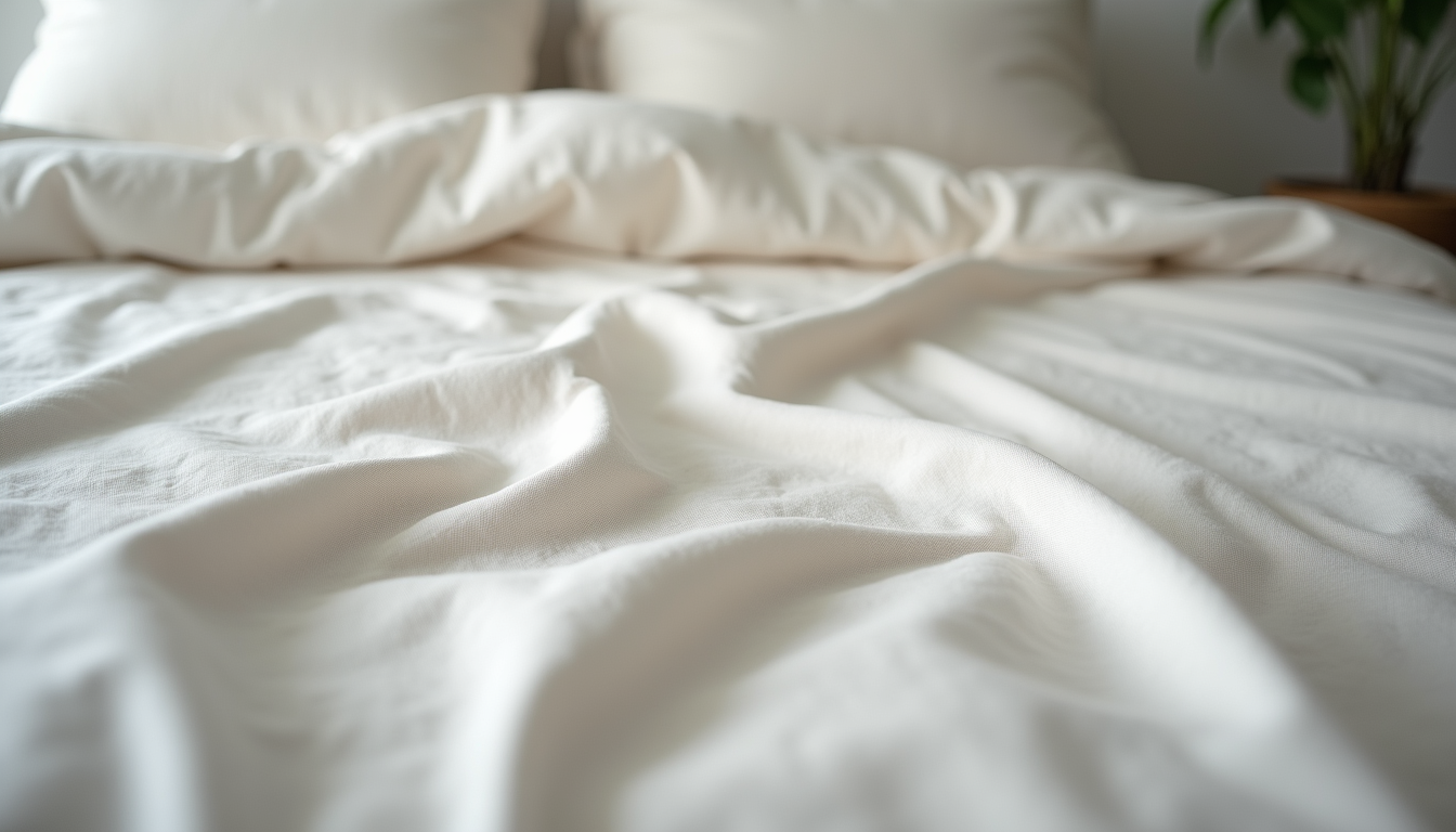 Close-up view of soft fabric texture of a bedspread