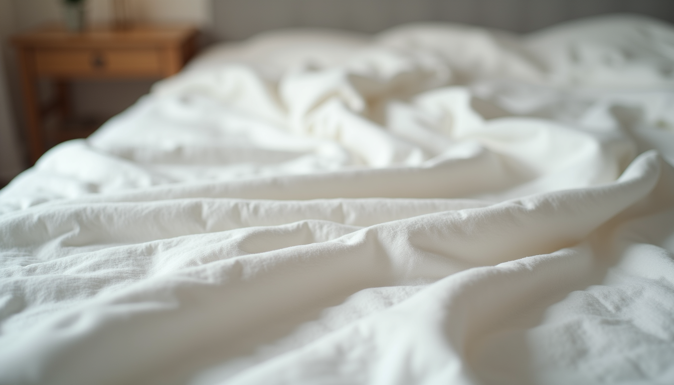 Close-up view of soft fabric texture of bedspread