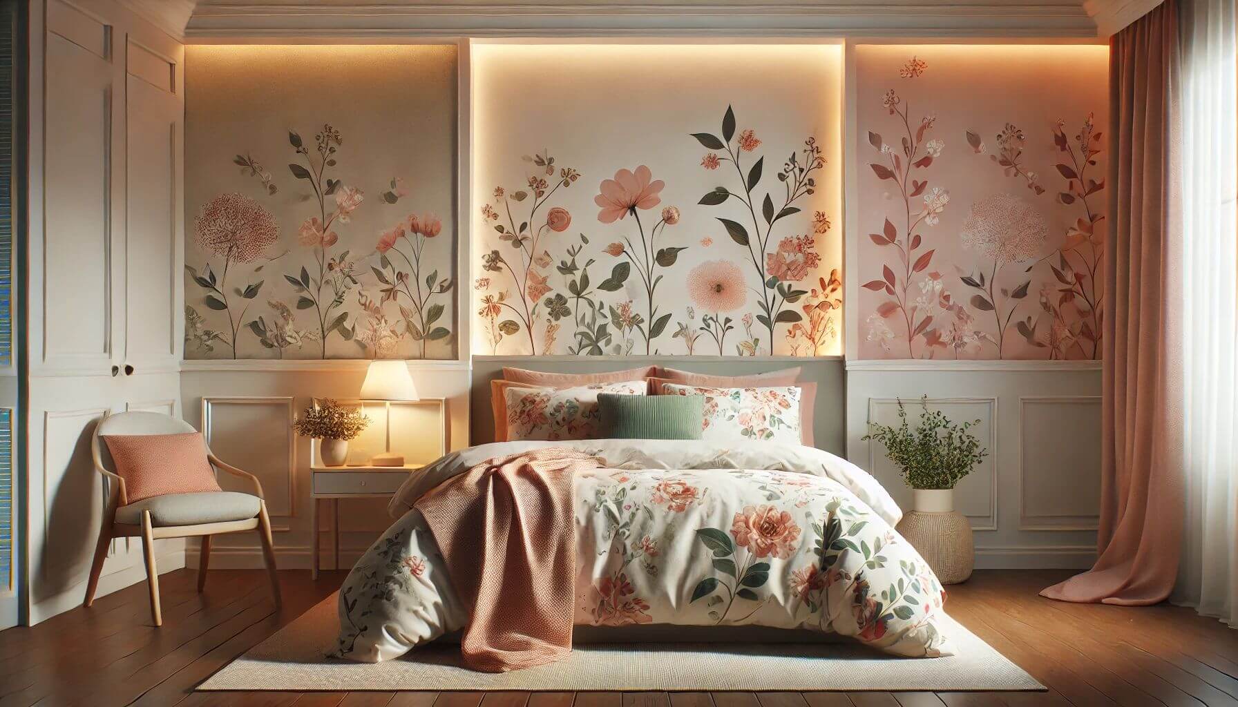 inspiracje, sypialnia, aranżacja sypialni, przytulna sypialnia inspiracje, pościel w kwiaty, sypialnia w kwiaty,